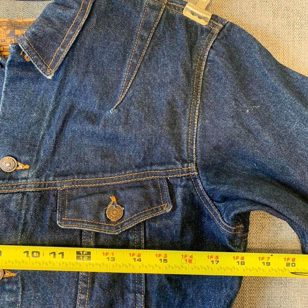 Vintage 90s Plain Pockets dark blue denim jacket - Picture 5 of 7